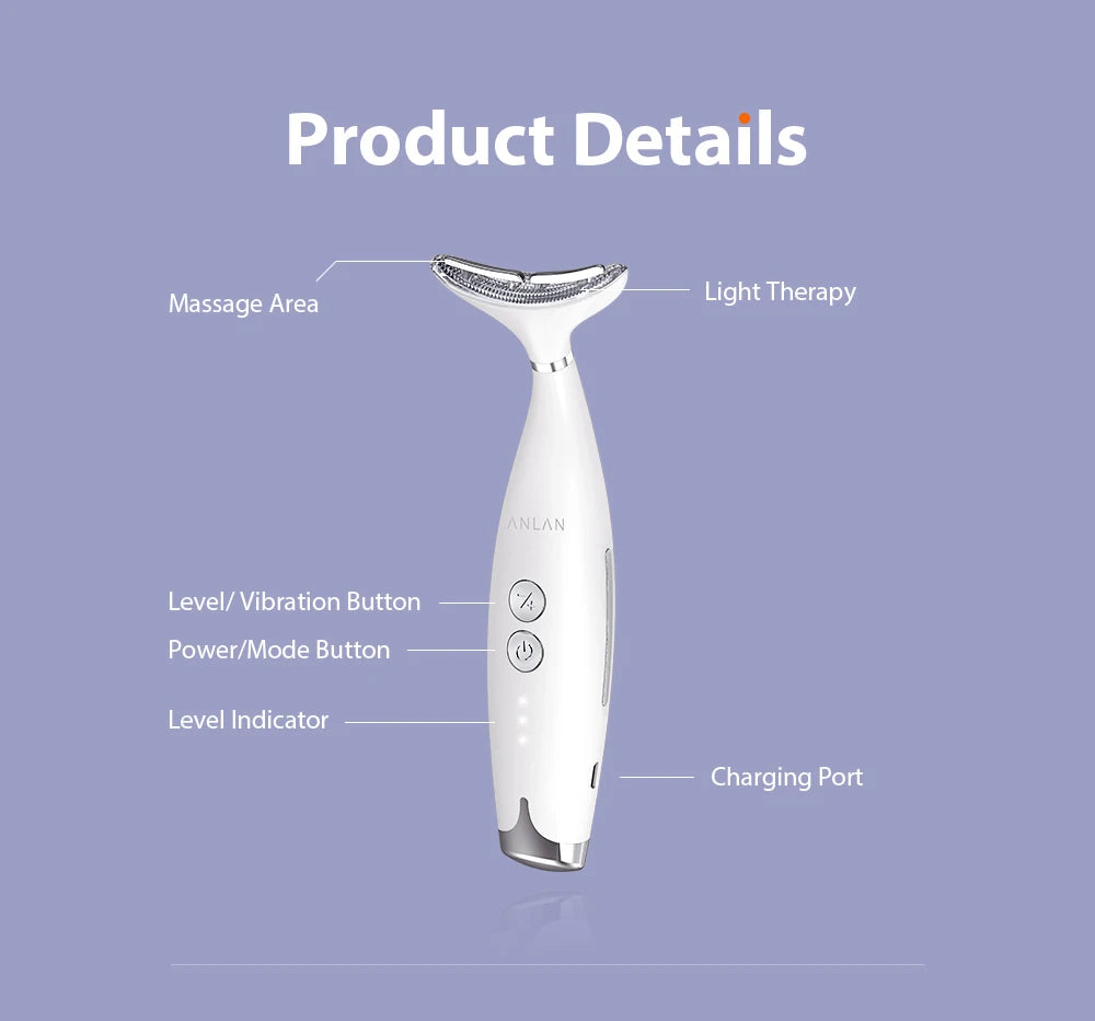 GlowLift Neck & Face Massager: EMS Vibration Heating Skincare Device