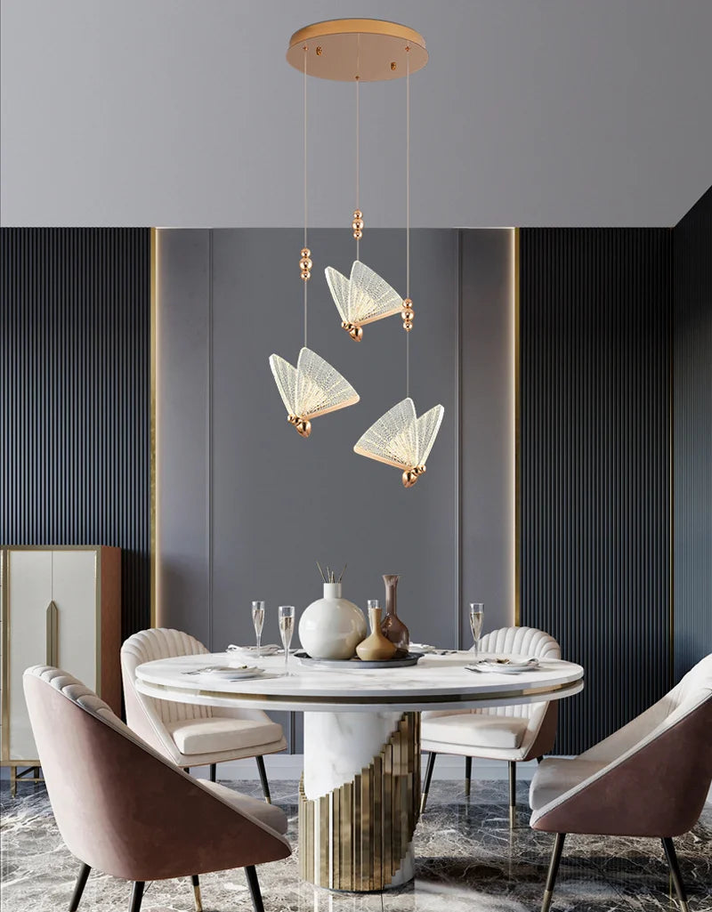 Nordic Butterfly LED Pendant Light: Elegant Hanging Lamp for Indoor Spaces