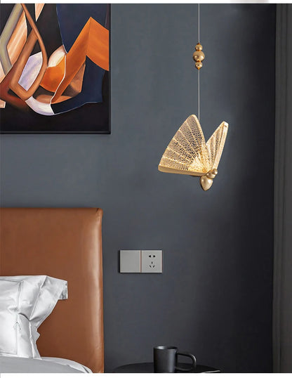 Nordic Butterfly LED Pendant Light: Elegant Hanging Lamp for Indoor Spaces