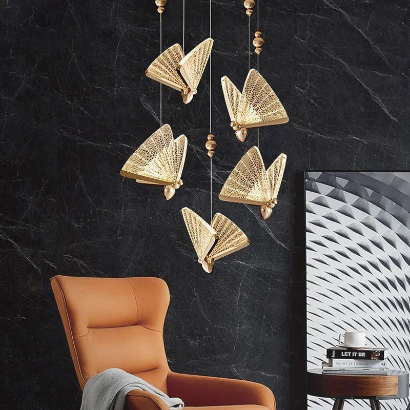 Nordic Butterfly LED Pendant Light: Elegant Hanging Lamp for Indoor Spaces