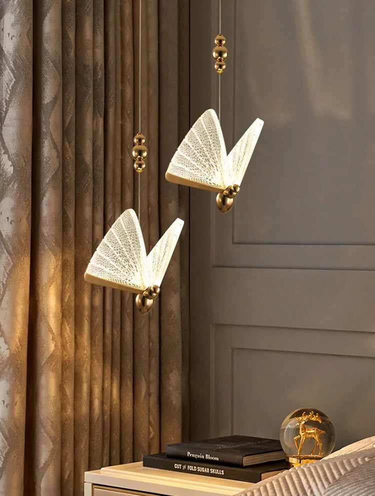 Nordic Butterfly LED Pendant Light: Elegant Hanging Lamp for Indoor Spaces