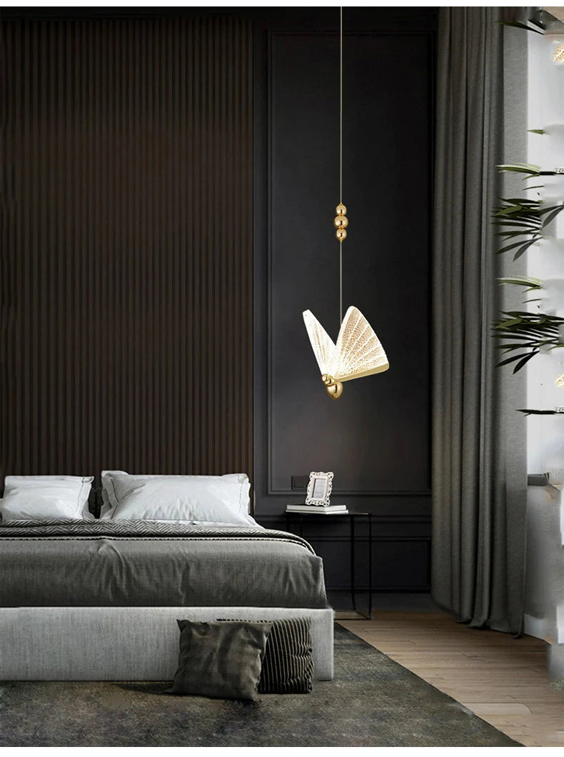 Nordic Butterfly LED Pendant Light: Elegant Hanging Lamp for Indoor Spaces