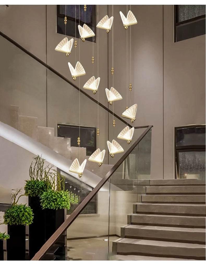 Nordic Butterfly LED Pendant Light: Elegant Hanging Lamp for Indoor Spaces