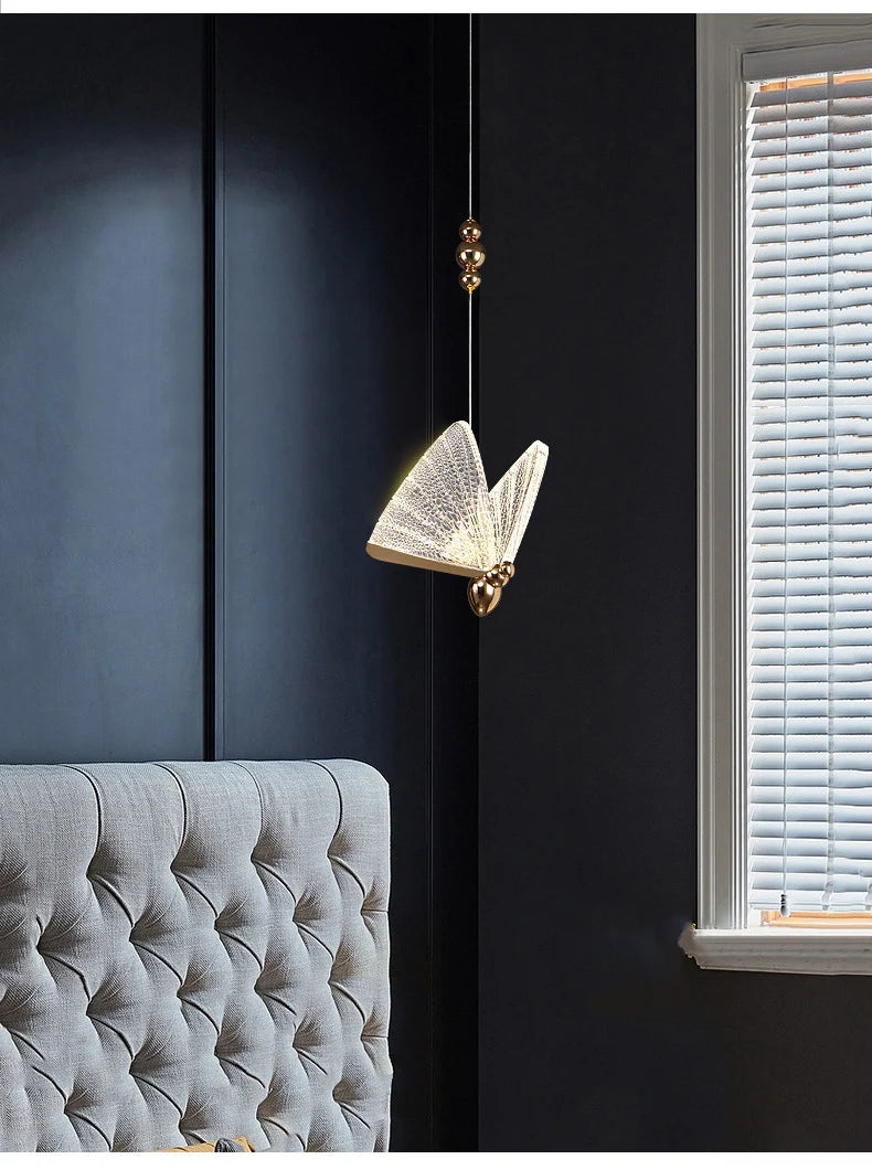 Nordic Butterfly LED Pendant Light: Elegant Hanging Lamp for Indoor Spaces