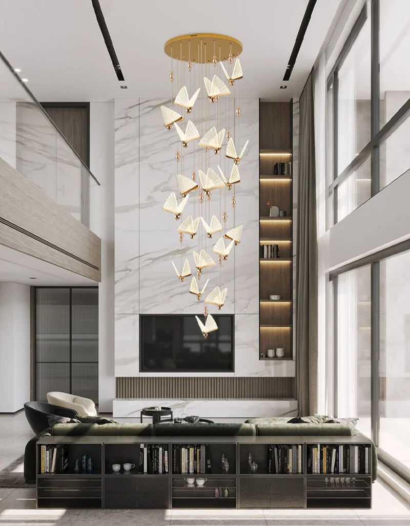 Nordic Butterfly LED Pendant Light: Elegant Hanging Lamp for Indoor Spaces