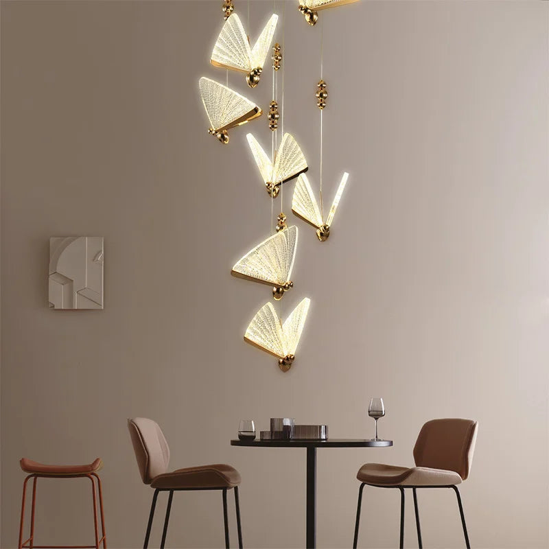 Nordic Butterfly LED Pendant Light: Elegant Hanging Lamp for Indoor Spaces