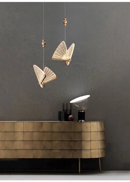 Nordic Butterfly LED Pendant Light: Elegant Hanging Lamp for Indoor Spaces