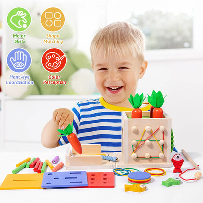 Montessori Magic Box: 8-in-1 Wooden Shape Sorting & Matching Toy