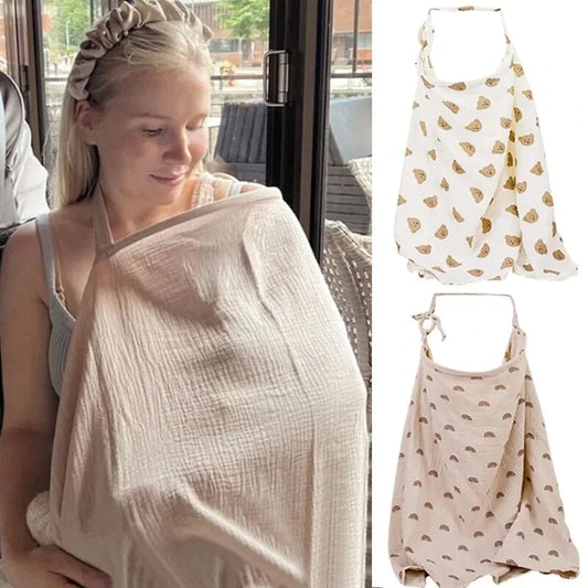 Mama's Privacy Nursing Cover: Breathable Cotton Muslin Breastfeeding Apron