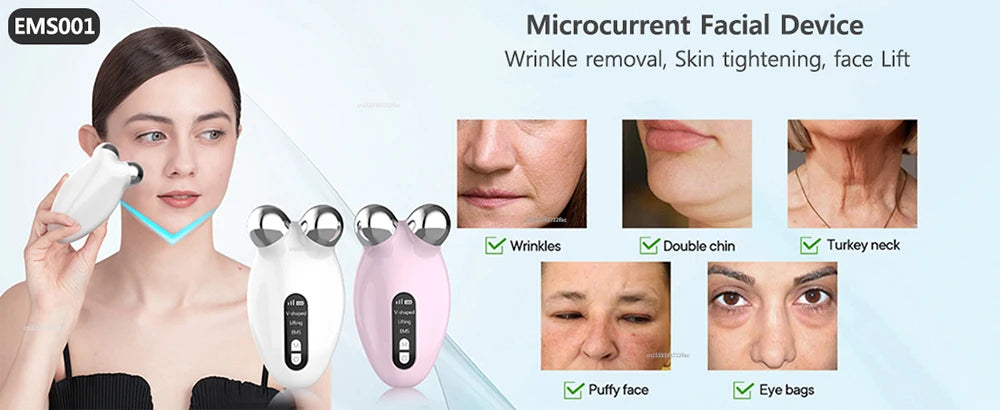 GlowFirm Facial Roller: EMS Microcurrent Anti-Wrinkle & Double Chin Remover