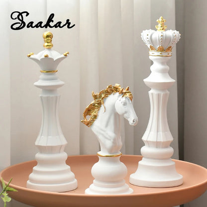 Royal Chess Collection: Decorative Resin Ornaments for Interior Decor