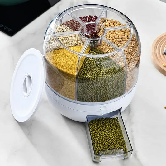 Circular Kitchen Rice Bucket: Insectproof 360° Rotating Grain Container