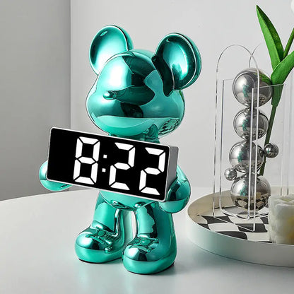 Elegant Bear Clock Sculpture: Entrance & Living Room Decoration