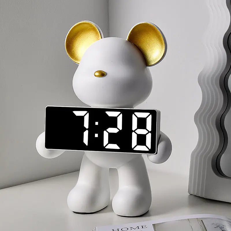 Elegant Bear Clock Sculpture: Entrance & Living Room Decoration