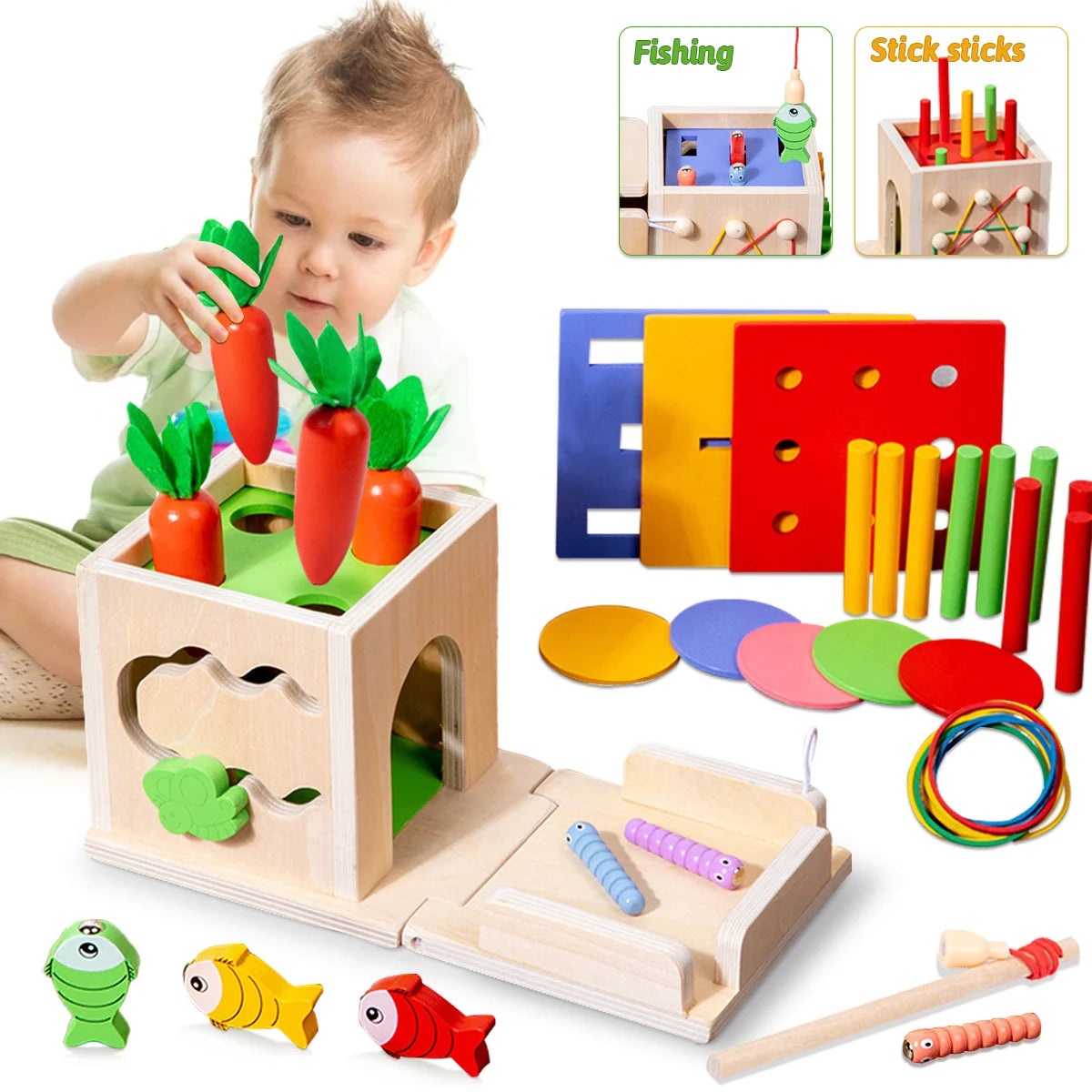 Montessori Magic Box: 8-in-1 Wooden Shape Sorting & Matching Toy