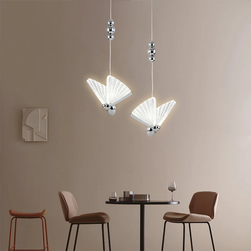 Nordic Butterfly LED Pendant Light: Elegant Hanging Lamp for Indoor Spaces