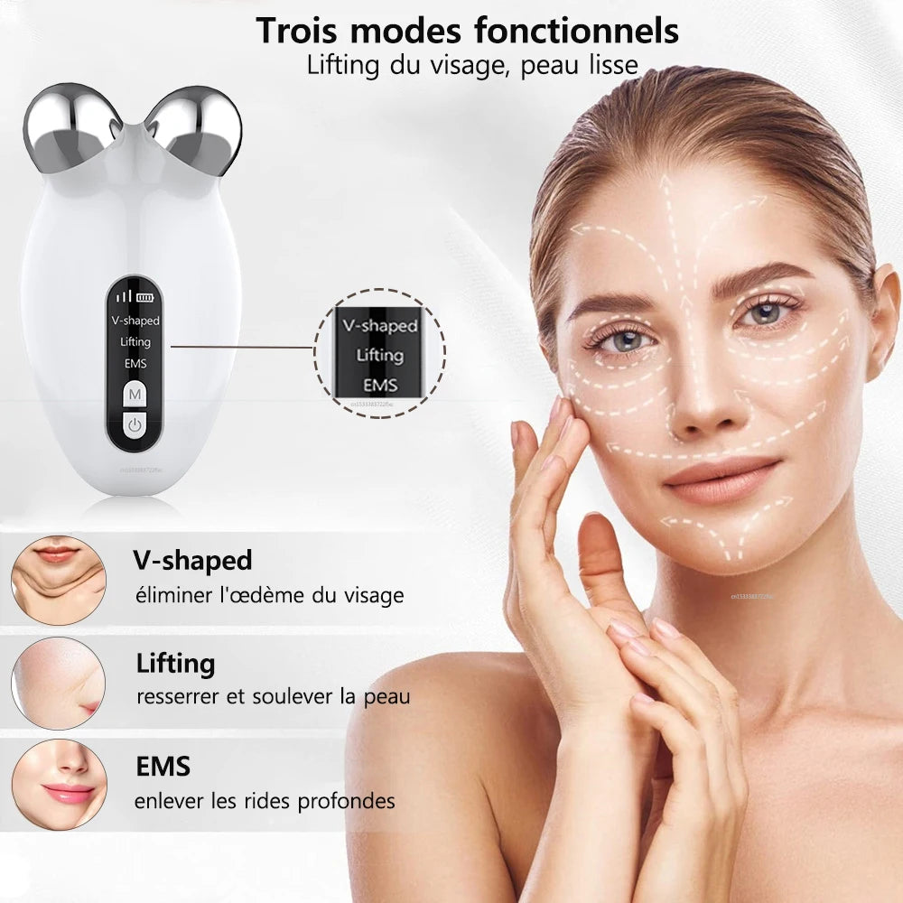 GlowFirm Facial Roller: EMS Microcurrent Anti-Wrinkle & Double Chin Remover