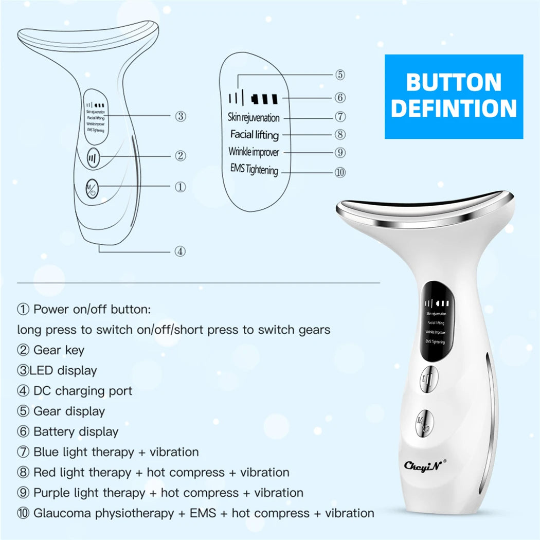 QuadLight Neck Beauty Machine: EMS Double Chin Remover & Skin Tightener