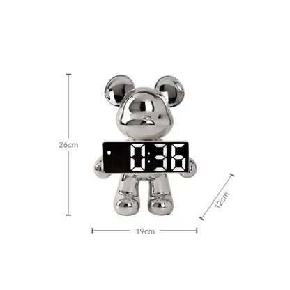 Elegant Bear Clock Sculpture: Entrance & Living Room Decoration