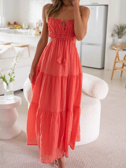 Sexy Bodycon Maxi Dress: Spaghetti Strap High Split Clubwear