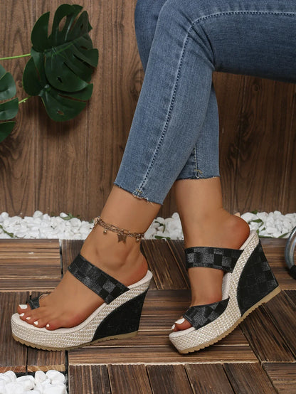 Summer Weave 2024: Women's Woven Wedge Sandals with Thick Heels