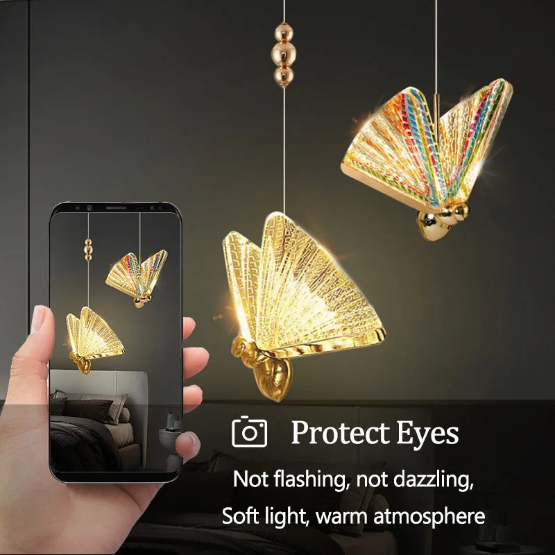 Nordic Butterfly LED Pendant Light: Elegant Hanging Lamp for Indoor Spaces