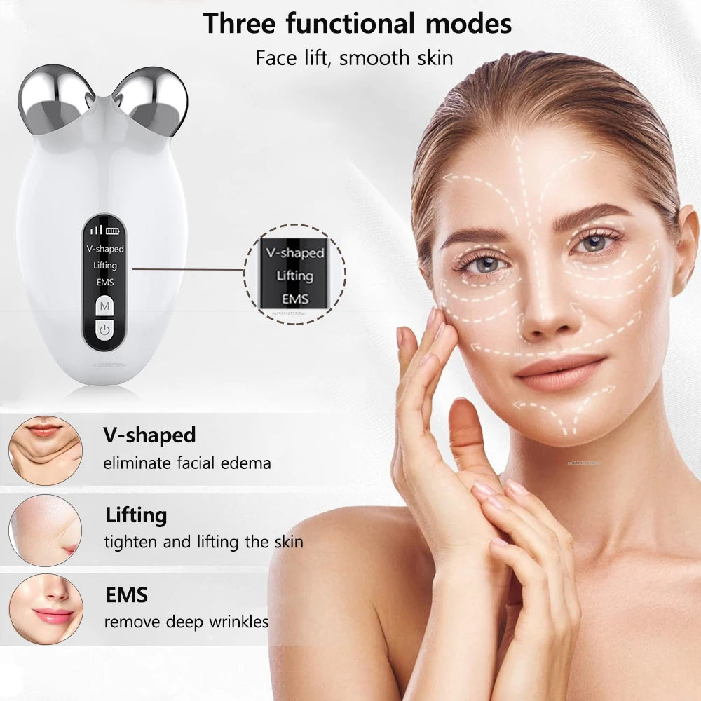 GlowFirm Facial Roller: EMS Microcurrent Anti-Wrinkle & Double Chin Remover