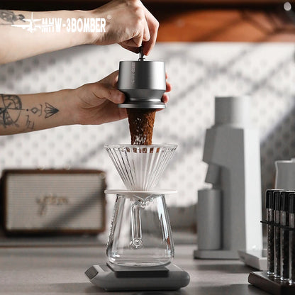 Precision Espresso Dosing Cup: Aluminum Alloy Funnel with Stirrer for 58MM Portafilter