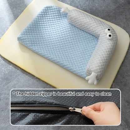 Snooze Haven Dog Pad: Thick Memory Sponge Mat with Pillow Design