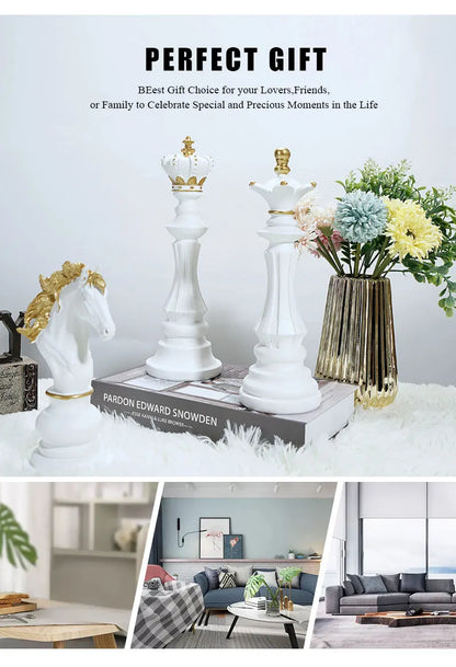 Royal Chess Collection: Decorative Resin Ornaments for Interior Decor