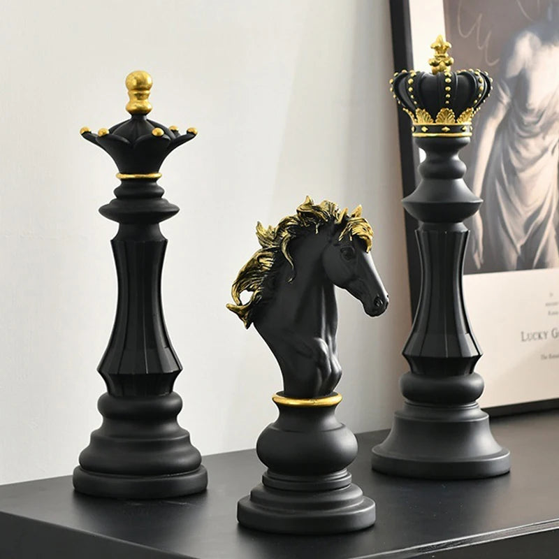 Royal Chess Collection: Decorative Resin Ornaments for Interior Decor