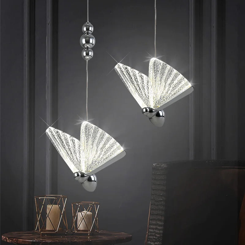 Nordic Butterfly LED Pendant Light: Elegant Hanging Lamp for Indoor Spaces