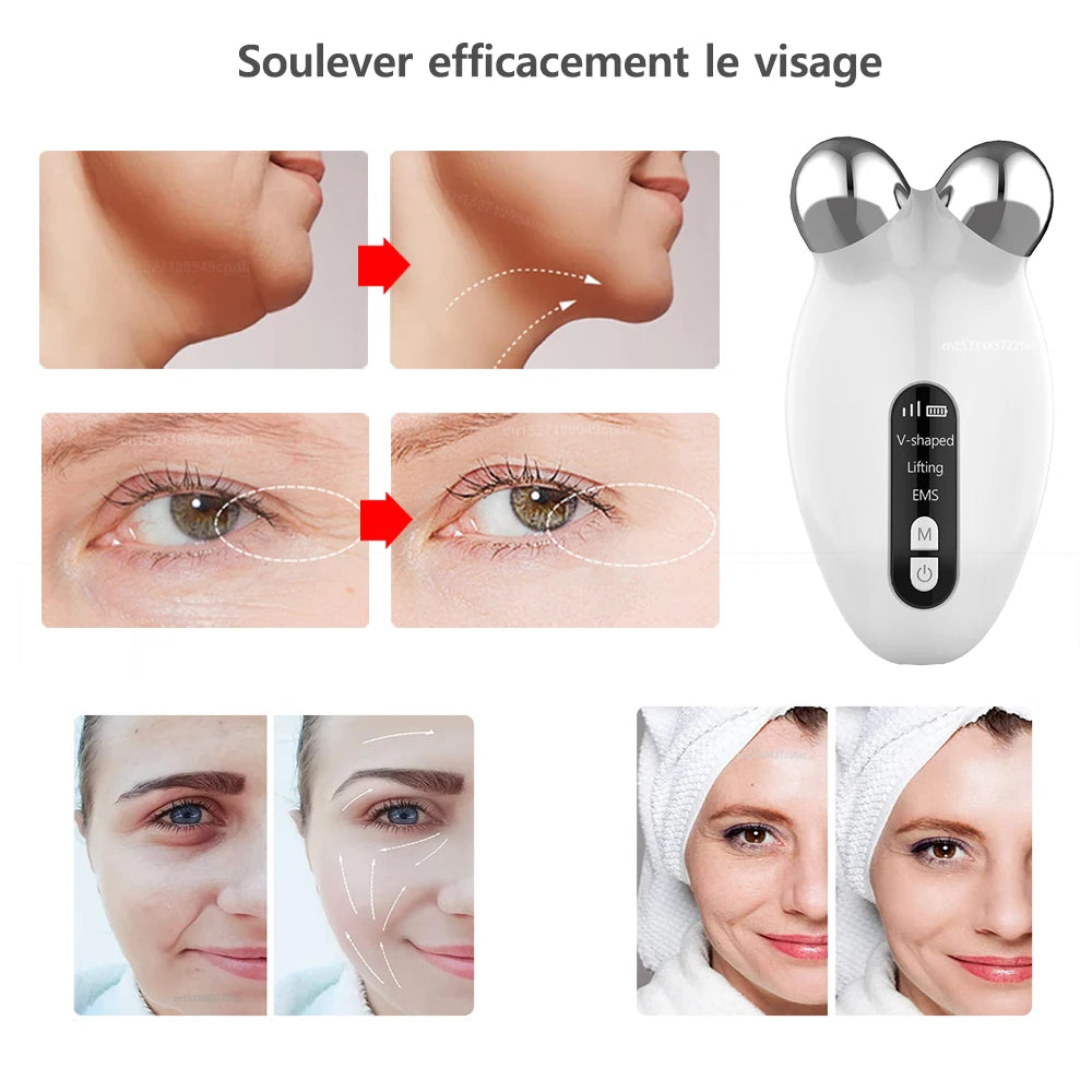 GlowFirm Facial Roller: EMS Microcurrent Anti-Wrinkle & Double Chin Remover