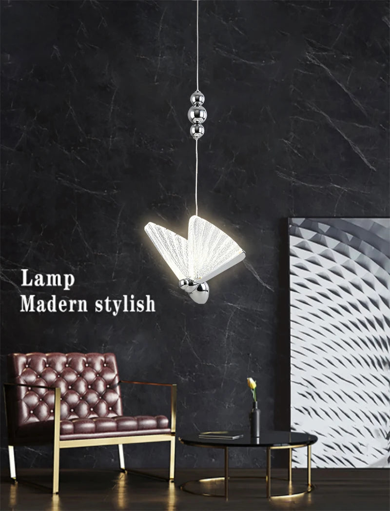 Nordic Butterfly LED Pendant Light: Elegant Hanging Lamp for Indoor Spaces