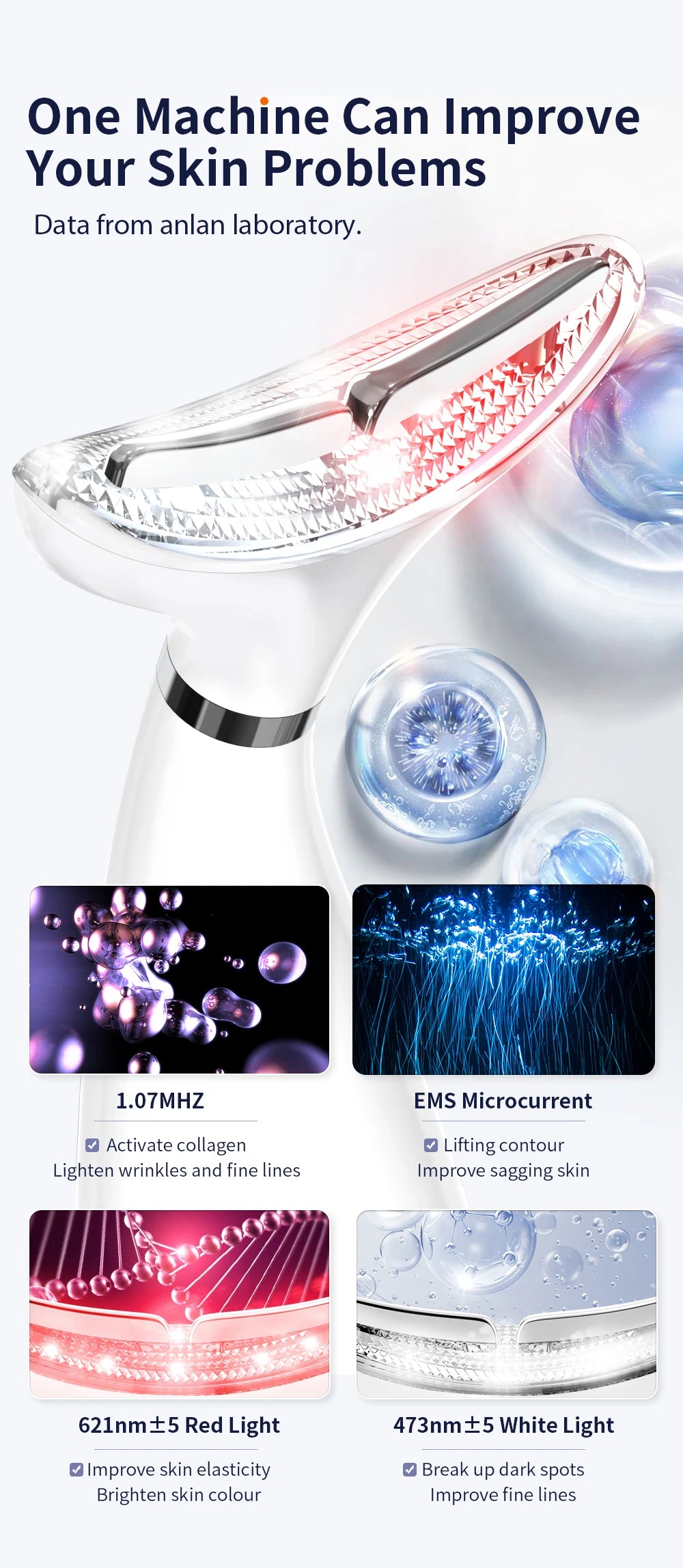 GlowLift Neck & Face Massager: EMS Vibration Heating Skincare Device