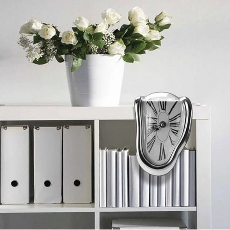 Dali-Inspired Melted Clock: Decorative Silent Wall & Shelf Timepiece