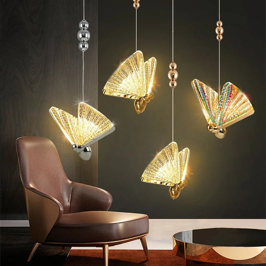 Nordic Butterfly LED Pendant Light: Elegant Hanging Lamp for Indoor Spaces