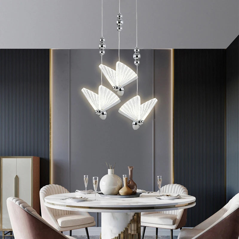 Nordic Butterfly LED Pendant Light: Elegant Hanging Lamp for Indoor Spaces