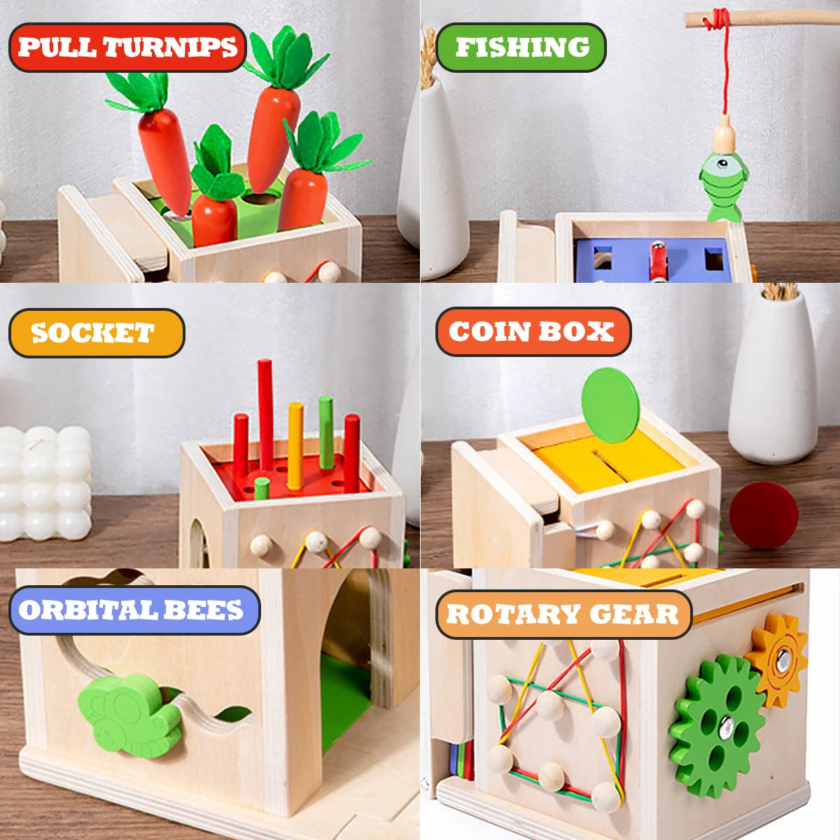 Montessori Magic Box: 8-in-1 Wooden Shape Sorting & Matching Toy