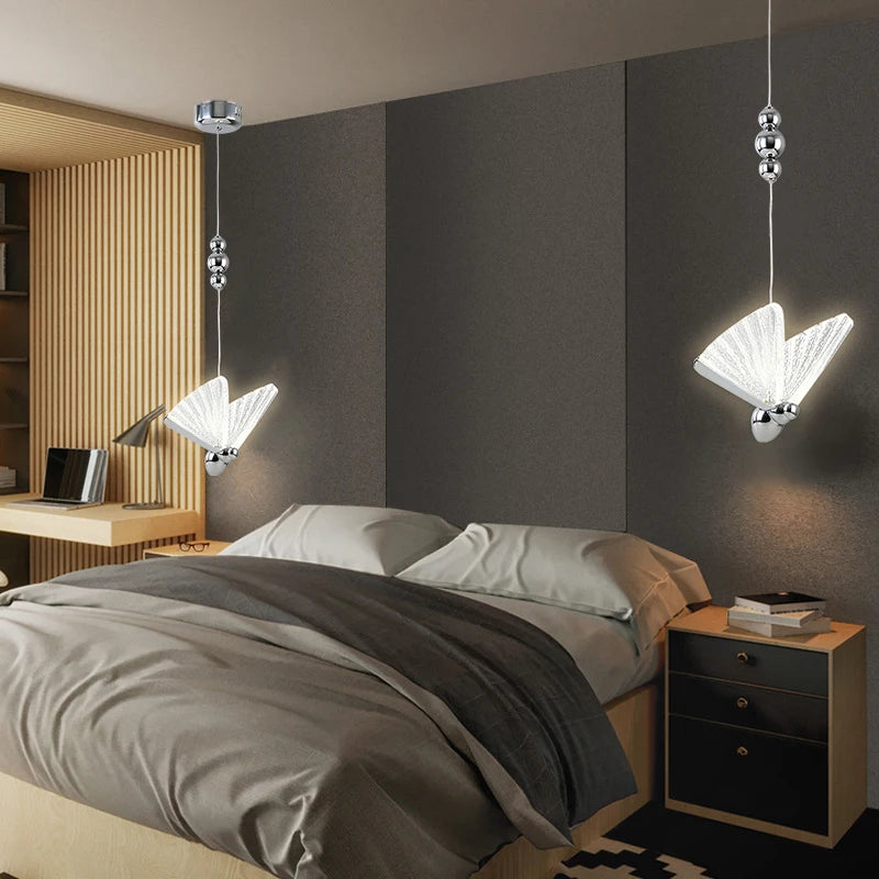 Nordic Butterfly LED Pendant Light: Elegant Hanging Lamp for Indoor Spaces